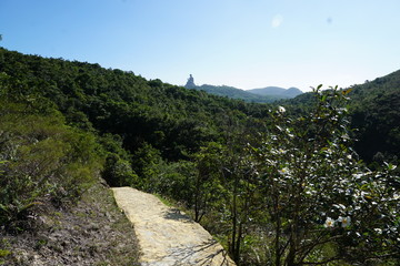 Fototapeta na wymiar Wanderung in Hong Kong auf Lantau zu Big Buddha Statue in Tian Tan Kloster 