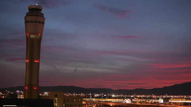 November 9, 2017. City of Las Vegas International Airport Tower and Cityscape Vista, Nevada, United States of America.