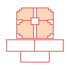 Fototapeta premium pixelated video game treasure chest vector illustration orange color image