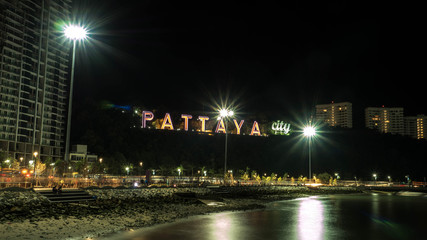 PATTAYA, THAILAND - January 14 - 2018: Billboard "PATTAYA CITY" in coast is landmark At the Bali Hai Pier Pattaya,  illustrative-editorial