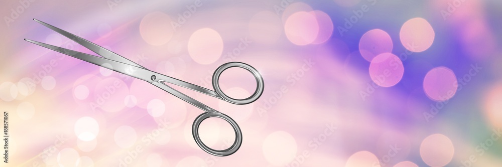 Poster scissors with bokeh light sparkles
