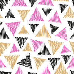 Seamless abstract pattern with hand drawn triangles.