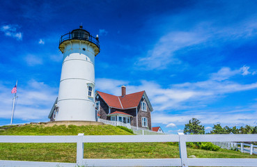 Fototapeta na wymiar Beautiful Lighthouse in Cape Cod MA