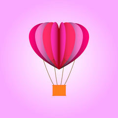 Paper heart ballon. Valentine's day. Vector illustration.