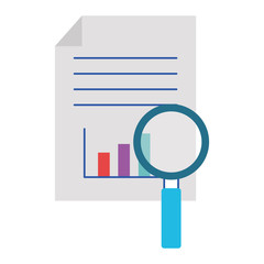 paper document with magnifying glass vector illustration design