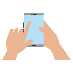hand with smartphone device vector illustration design