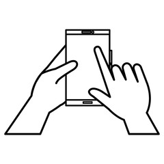 hand with smartphone device vector illustration design