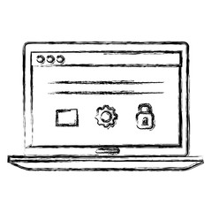 laptop computer with template vector illustration design