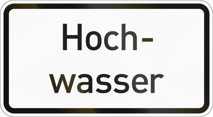 Supplementary road sign used in Germany - Flood