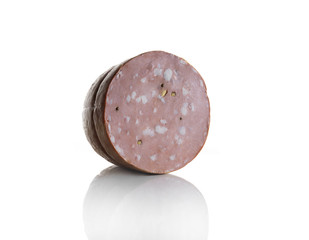 bologna mortadella on white background © riccardo
