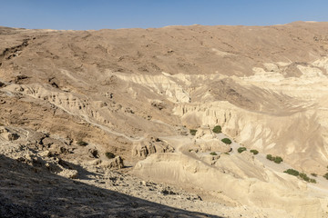 A view of the dead sea and mountains in the Negev desert. Israel
