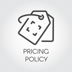 Pricing policy line icon. Badge price-tag for stores, sites and mobile applications. Graphic linear logo for offers, commerce, booking, black friday and other design needs. Vector illustration