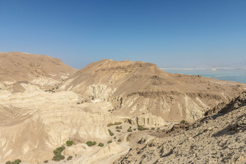 Fototapeta na wymiar A view of the dead sea and mountains in the Negev desert. Israel 