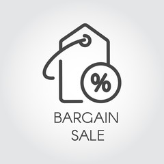 Bargain sale icon. Simple label template with discount for online or offline stores and mobile applications. Advertising coupon for seasonal price-tag, black friday and other design needs. Vector