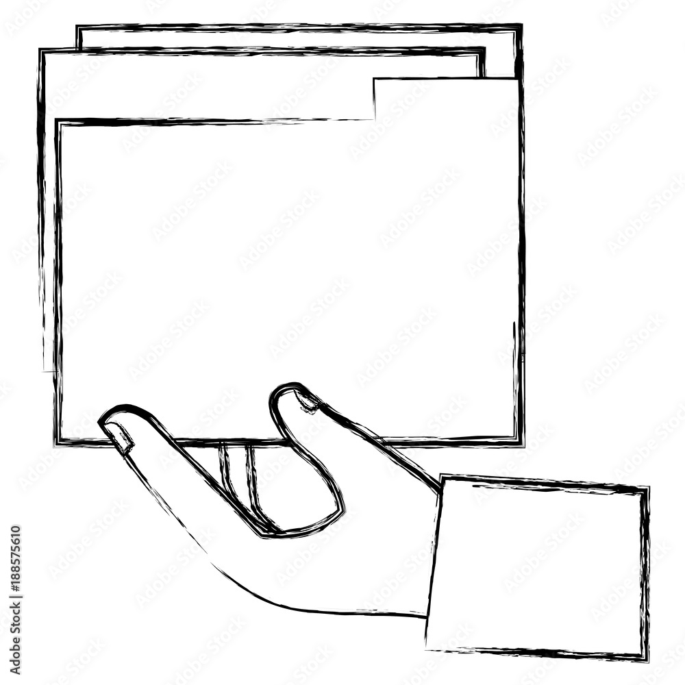 Poster hand with file folder documents icon vector illustration design