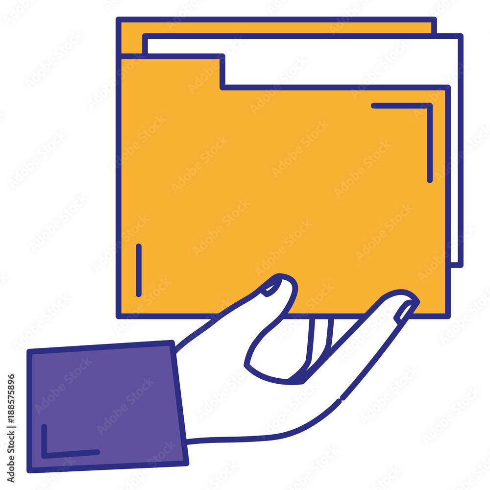 Poster hand with file folder documents icon vector illustration design