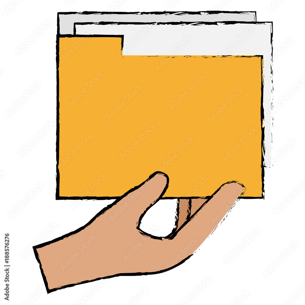 Poster hand with file folder documents icon vector illustration design