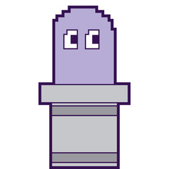 pixel ghost game play character arcade vector illustration