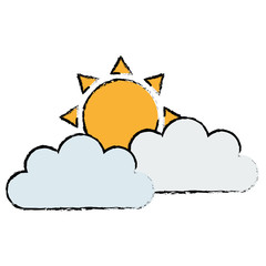 summer sun with clouds vector illustration design