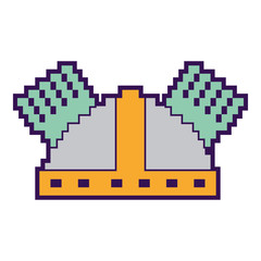 Obraz premium pixel helmet protection game icon vector illustration