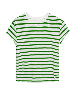 Green and white stripped sailor style t shirt isolated