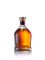 close up view of whiskey bottle on white back.  - 188577234