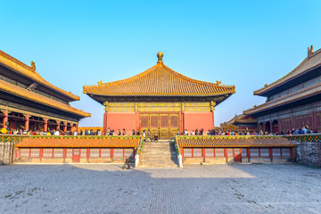 Traditional Chinese building in The Palace Museum (Forbidden City). Located in Beijing, China.	