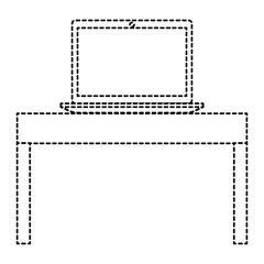 laptop computer in table vector illustration design