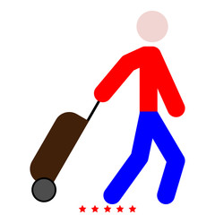 Man with suitcase icon Illustration color fill style