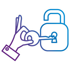 safe secure padlock with key vector illustration design