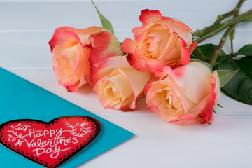 Greeting card with roses for Valentines Day.