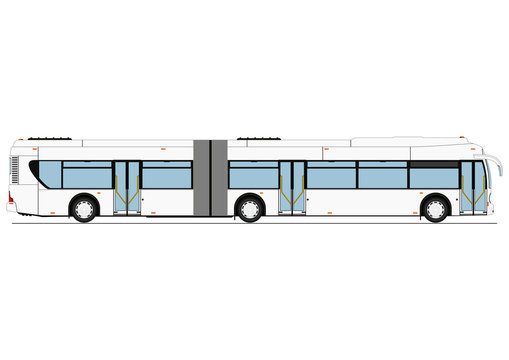 Cartoon City Low Floor Bus. Side View. Flat Vector.