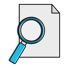paper document with magnifying glass vector illustration design