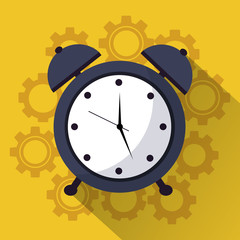 time clock alarm work team icon vector illustration