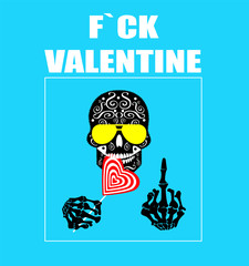 F`ck Valentine background with skull icon and lolypop