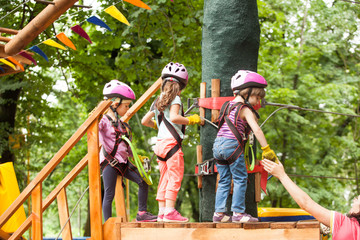 The obstacle course in adventure park 