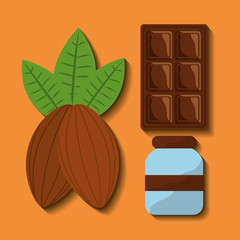 chocolate set icons cocoa food sweet vector illustration