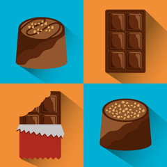 chocolate set icons cocoa food sweet vector illustration