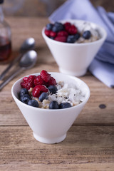 Oatmeal with fresh summer berries. 