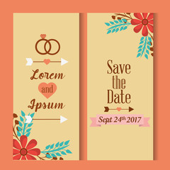 save the date for personal wedding invitation cards vector illustration