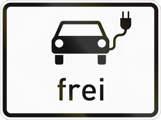 Supplementary road sign used in Germany - Electric vehicles allowed