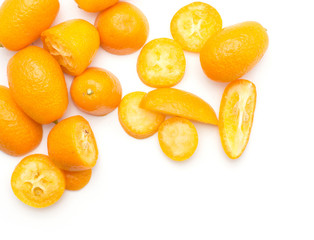 Fresh kumquat background isolated on white.