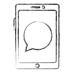 smartphone device with speech bubbles vector illustration design