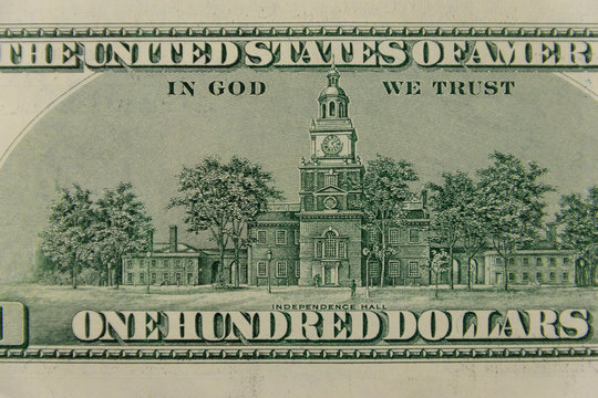 Macro shot of one hundred dollars bill