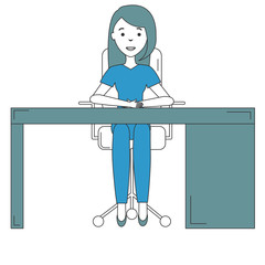 businesswoman in office desk vector illustration design