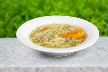 Soup on the plate.