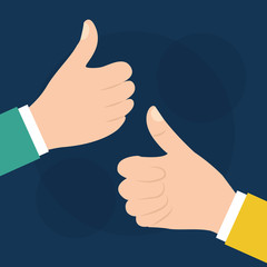 two hand with like ok thumb up gesture vector illustration