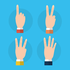 set of hands differents  numbers fingers gestures vector ilustration