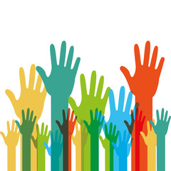Obraz premium human hands raised with differents colors vector illsutration