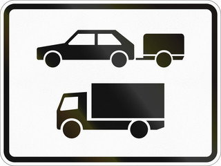 Supplementary road sign used in Germany - Trailers and trucks